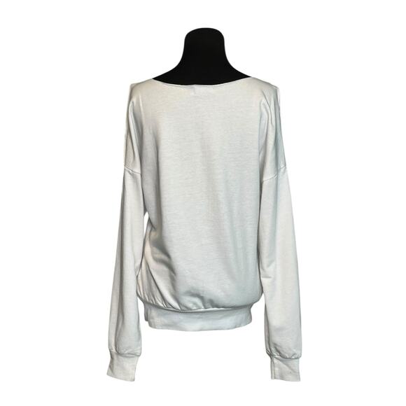 Wet Seal white embellished cold shoulder long sleeves sweatshirt size M - Picture 2 of 16